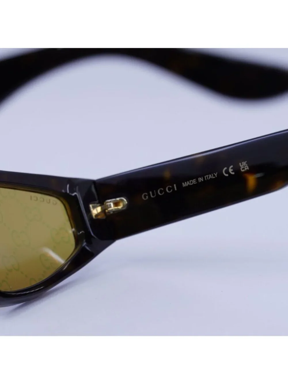 Gucci GG1591S 002 Sunglasses Havana Browline Frame, Yellow Lenses